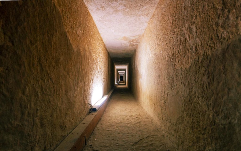 entrance tunnel to The Pyramid of Menkaure