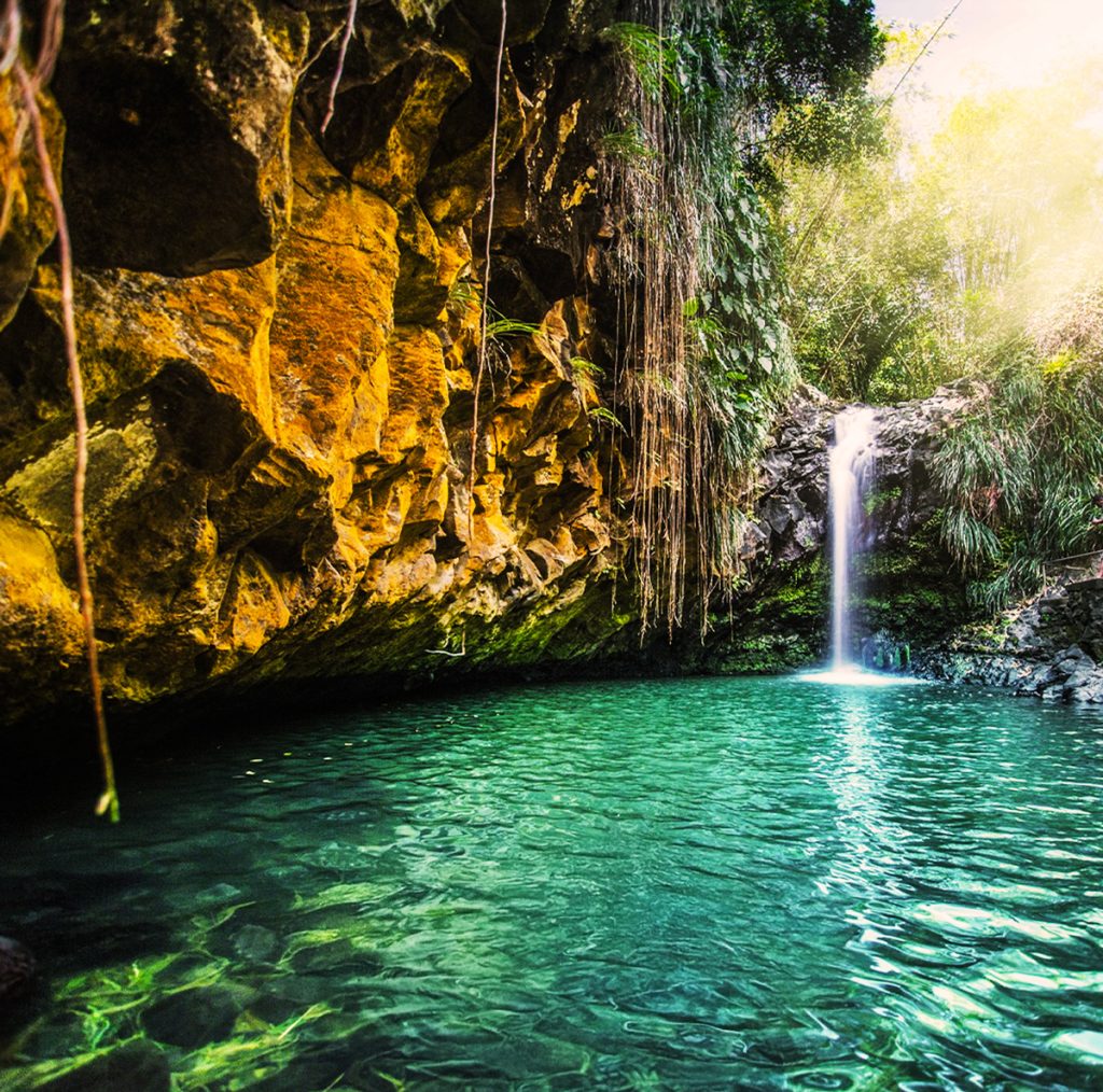 waterfalls and lagoon