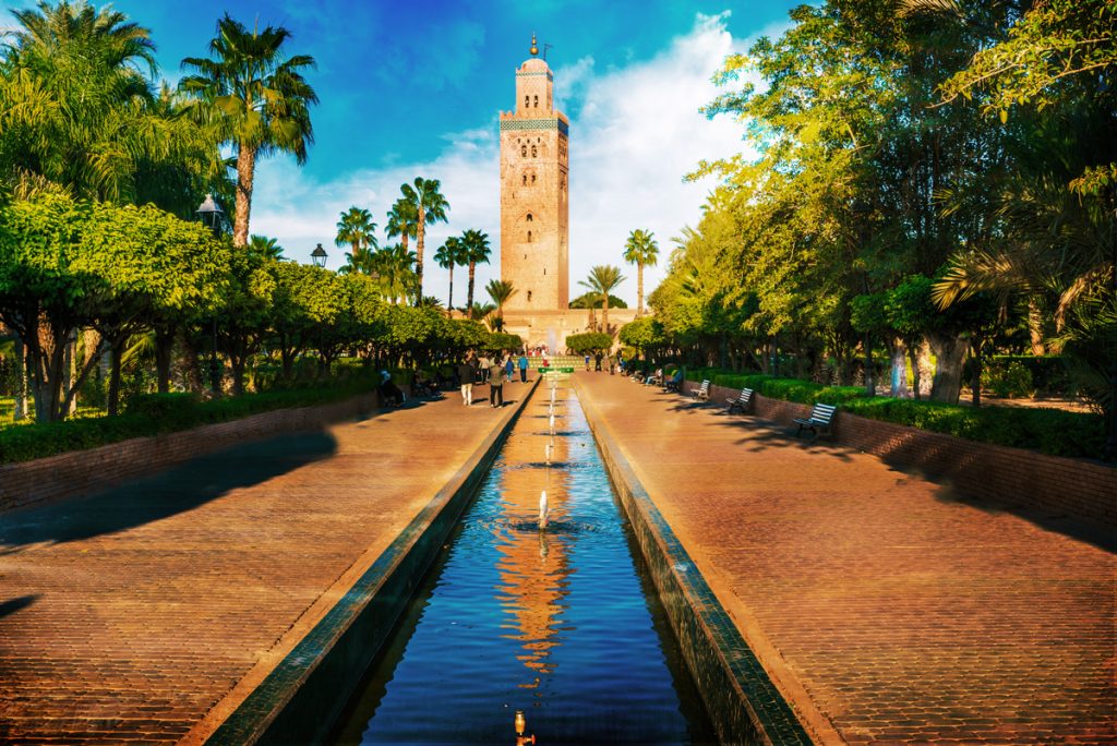Koutoubia Mosque in Marrakech with its towering minaret