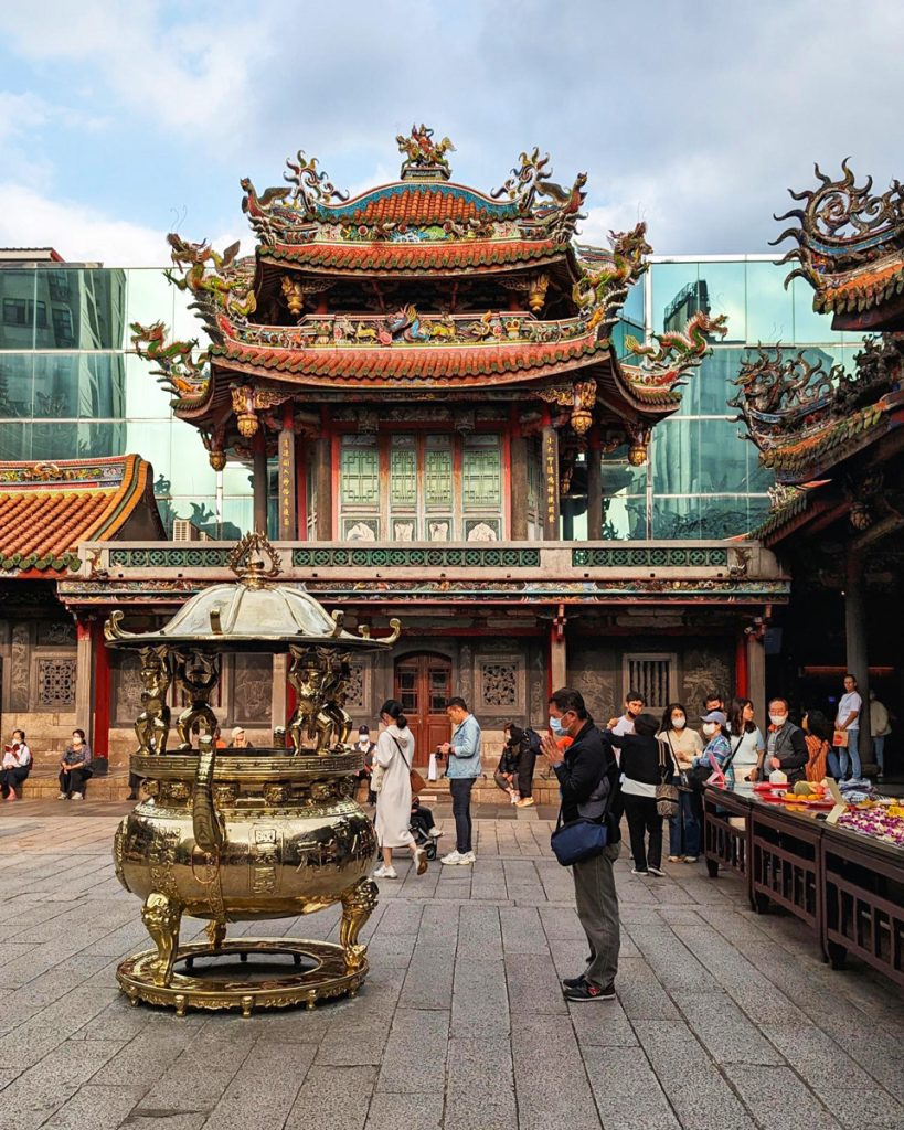 Longshan Temple in Taipei, a spiritual heart of the city with ornate detail