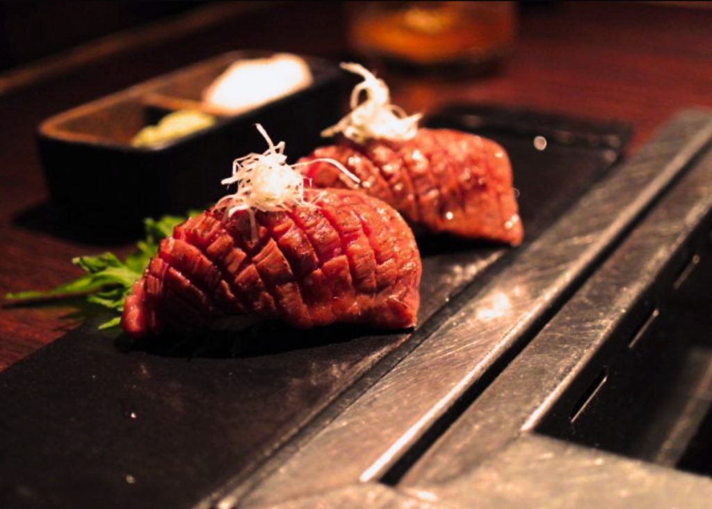 Premium wagyu beef served in Osaka