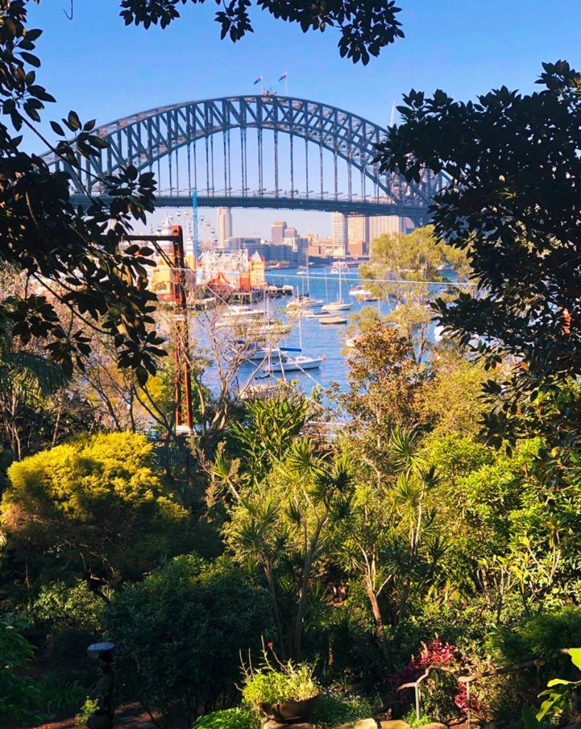 garden overlooking bridge