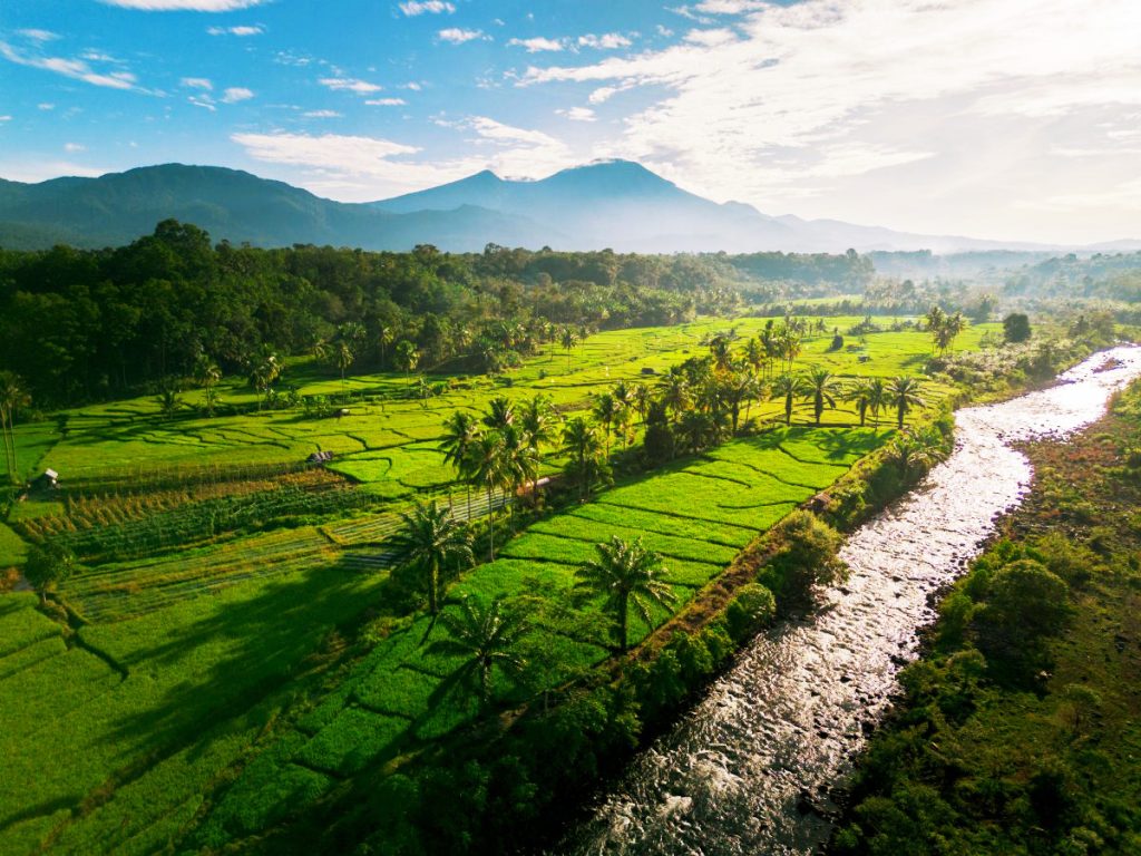 view of valley and river