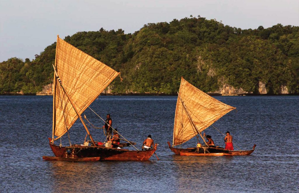 canoes in Palau ocean